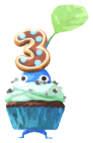 Blue Pikmin with cupcake
