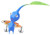 Blue Pikmin with fishing lure