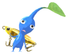 Blue Pikmin with fishing lure