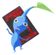 Blue Pikmin with flower card