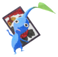 Blue Pikmin with flower card