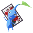 Blue Pikmin with flower card