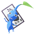 Blue Pikmin with flower card