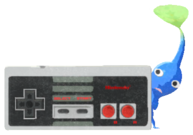 Blue Pikmin with Nintendo console