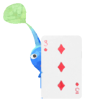 Blue Pikmin with playing card