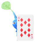 Blue Pikmin with playing card