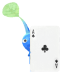 Blue Pikmin with playing card