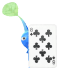 Blue Pikmin with playing card