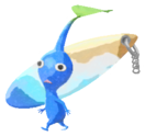 Blue Pikmin with surfboard keychain