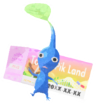 Blue Pikmin with theme park ticket