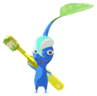 Blue Pikmin with toothbrush