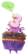 Purple Pikmin with cupcake