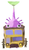 Purple Pikmin with bus papercraft