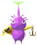 Purple Pikmin with fishing lure