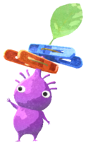 Purple Pikmin with laundry clothespins