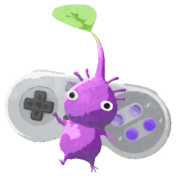 Purple Pikmin with Nintendo console
