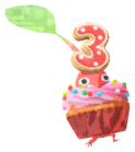 Red Pikmin with cupcake