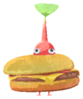 Red Pikmin with hamburger