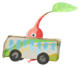 Red Pikmin with bus papercraft
