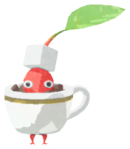 Red Pikmin with coffee cup