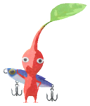 Red Pikmin with fishing lure