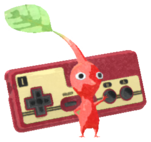 Red Pikmin with Nintendo console