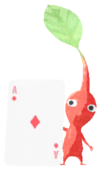 Red Pikmin with playing card