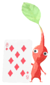 Red Pikmin with playing card