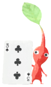 Red Pikmin with playing card