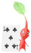 Red Pikmin with playing card