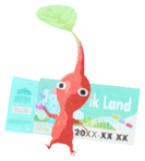 Red Pikmin with theme park ticket