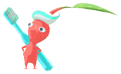 Red Pikmin with toothbrush