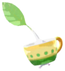 White Pikmin with coffee cup
