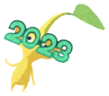 Yellow Pikmin with 2023 glasses