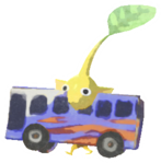 Yellow Pikmin with bus papercraft