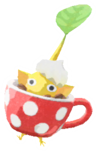 Yellow Pikmin with coffee cup