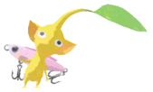 Yellow Pikmin with fishing lure