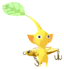 Yellow Pikmin with fishing lure
