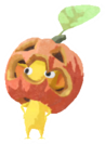 Yellow Pikmin with jack o’ lantern