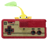 Yellow Pikmin with Nintendo console