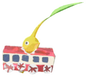 Yellow Pikmin with paper train