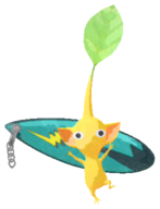 Yellow Pikmin with surfboard keychain