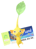 Yellow Pikmin with theme park ticket