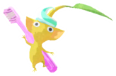 Yellow Pikmin with toothbrush